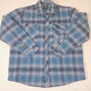 Rip Curl Quilted Flannel Shirt Jacket Men’s XL Blue Plaid Lined Shacket